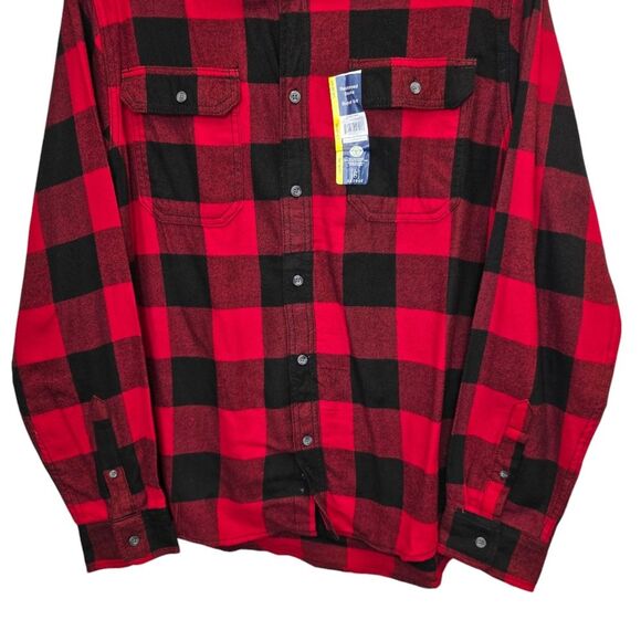 NWT George Men's L (42-44) Red Plaid Flannel Long Sleeve Buffalo Check Shirt - Picture 4 of 15
